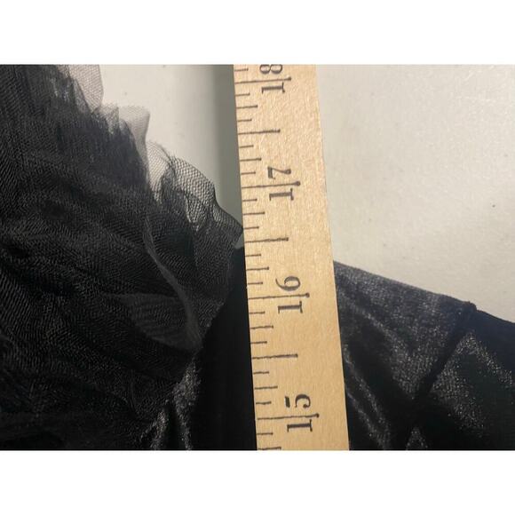 Zara Dress Black Velvet Tulle Balloon Sleeves Mini Off Shoulder Size Medium - Picture 9 of 16